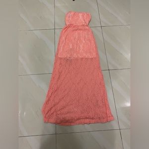 Wet Seal Women’s Sleeveless Coral Pink Floral Pattern Maxi Dress Size S